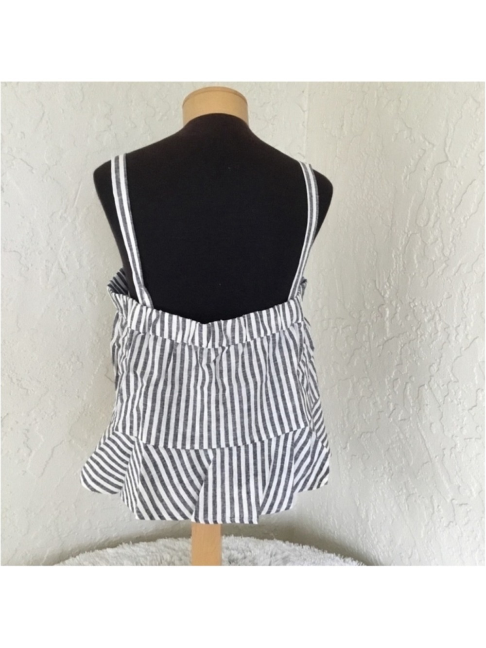 POPSUGAR Striped Linen Blend Crop Tank Top White Black XXL NWT - Picture 4 of 15